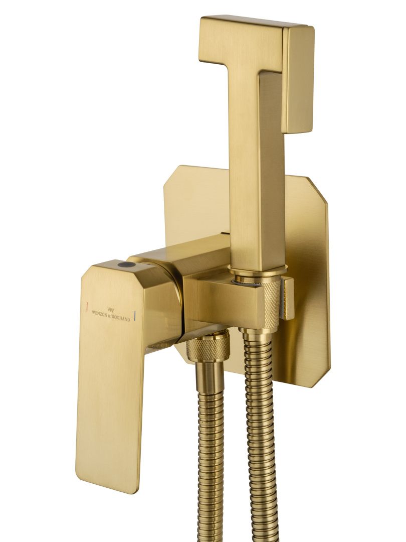 Приобрести смеситель с гигиеническим душем встраиваемый wonzon & woghand diamond, брашированное золото (ww-88829011-bg)