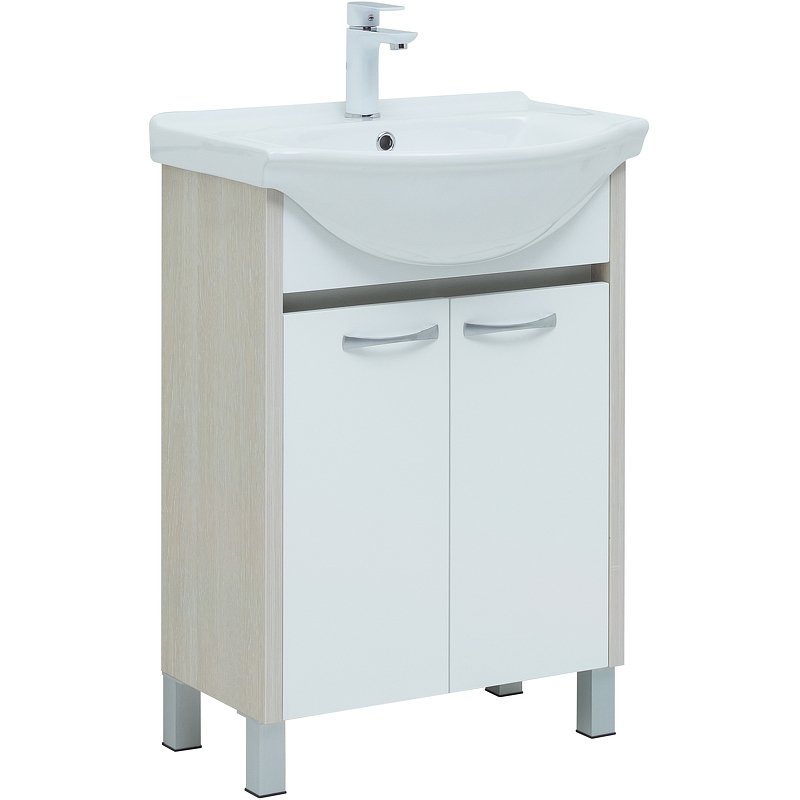 Приобрести aquanet тумба с раковиной донна 60 см, белая дуб/ белая (2 дверцы)