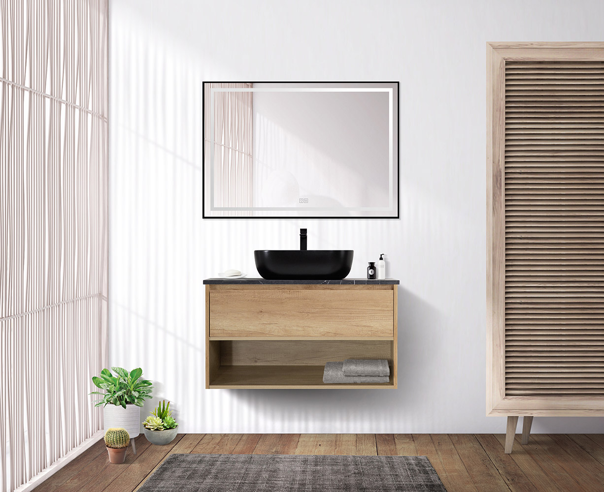Приобрести belbagno тумба со столешницей kraft 80 см с ящиком и полкой, подвесная rovere nebrasca nature