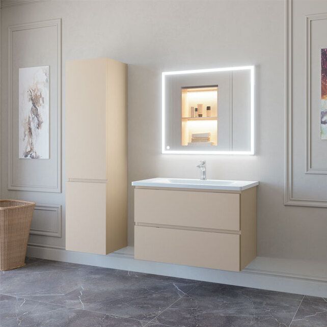 Приобрести caprigo тумба с раковиной sydney 80 см, бежевая, эмаль