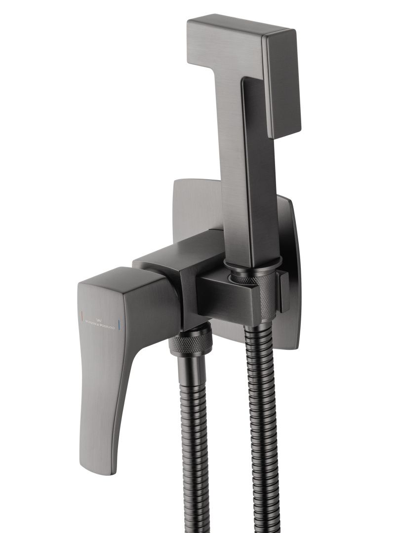 Приобрести смеситель с гигиеническим душем встраиваемый wonzon & woghand flex, темный графит (ww-88829072-bgm)