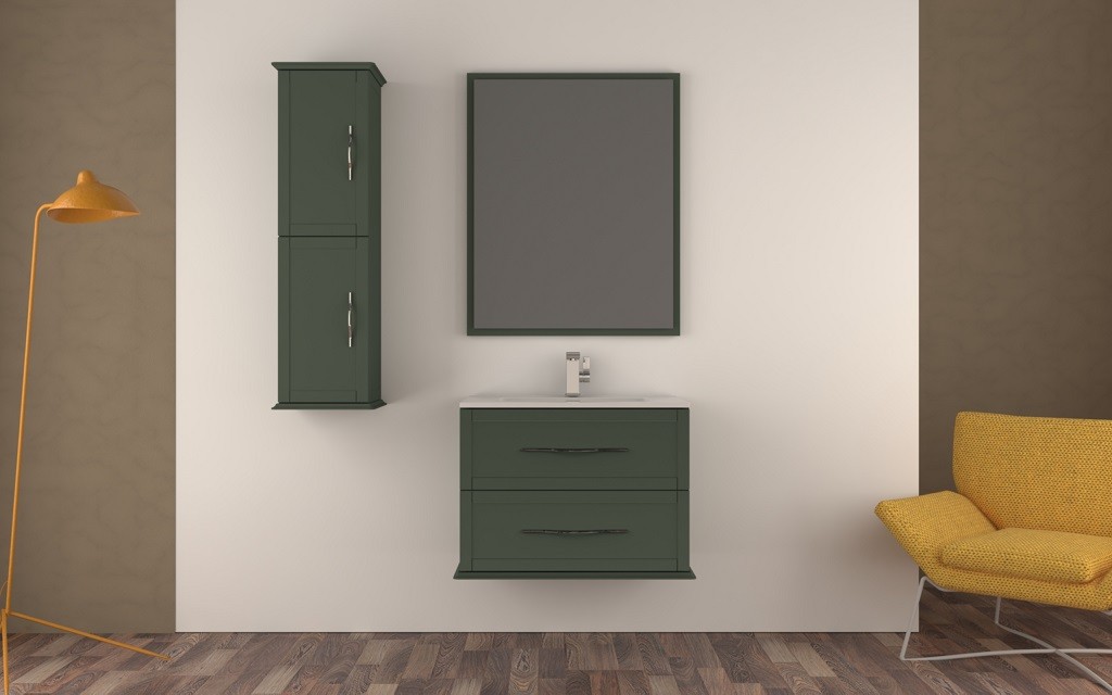 Приобрести cezares тумба подвесная с раковиной tiffany 75 verde opaco, серая матовая 55330