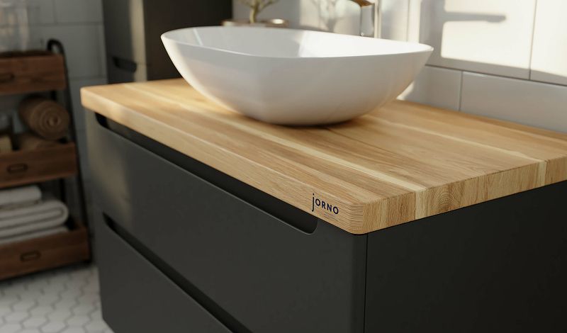 Приобрести jorno тумба подвесная wood 100 см со столешницей светлое дерево, антрацит