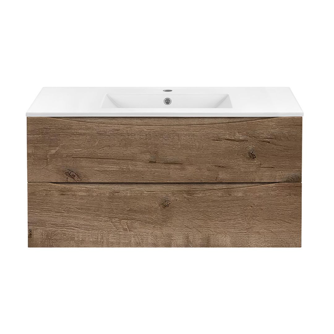 Приобрести vincea тумба подвесная mia 100 см, дуб винтаж с белой раковиной vmc-2mc100vo;vbs-13100