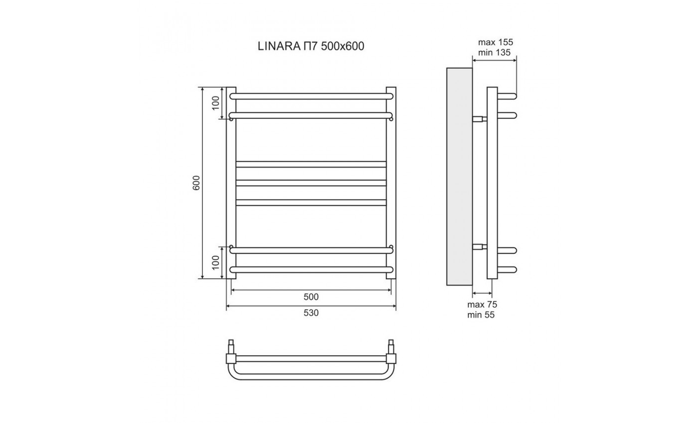 Приобрести lemark полотенцесушитель linara п7 500x600 мм водяной, хром lm04607