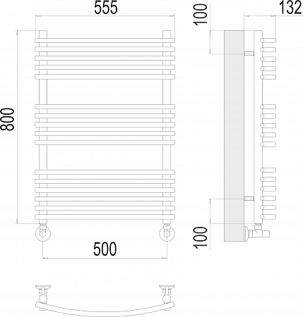 Приобрести terminus полотенцесушитель марио п16 50х80 см, водяной, хром