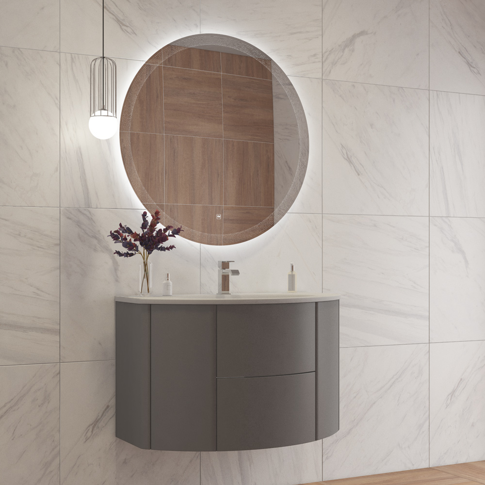 Приобрести cezares зеркало eco 90х90 см, контурная подсветка, сенсорное включение, гравировка czr-spc-eco-900-led-tch