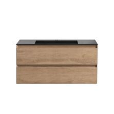 Vincea Тумба подвесная Luka 100 см, дуб натуральный с черной раковиной VMC-2L100NO;VCB-13100B