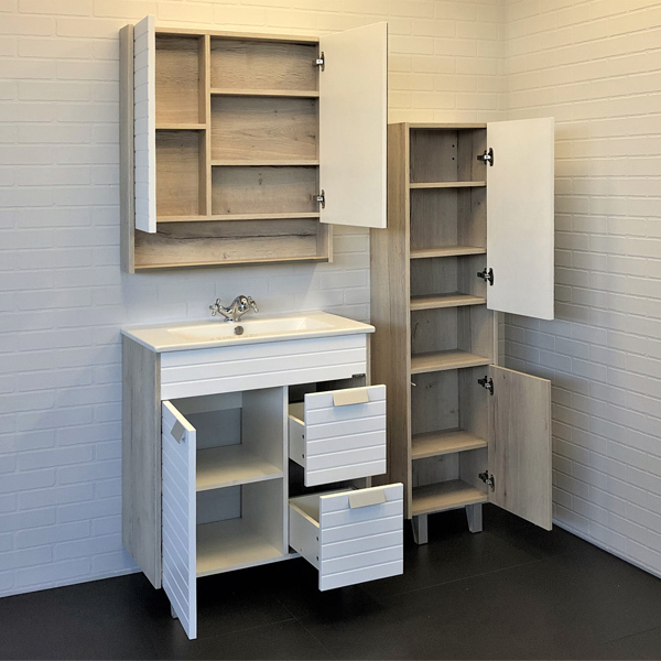 Приобрести сomforty зеркало-шкаф "клеон-75", белый/дуб дымчатый