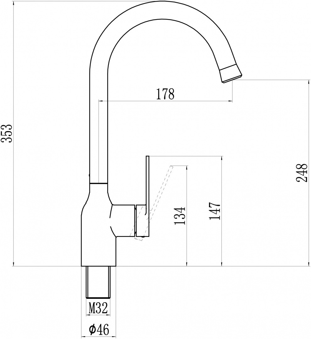 Приобрести savol смеситель для кухни 353мм, хром s-601816