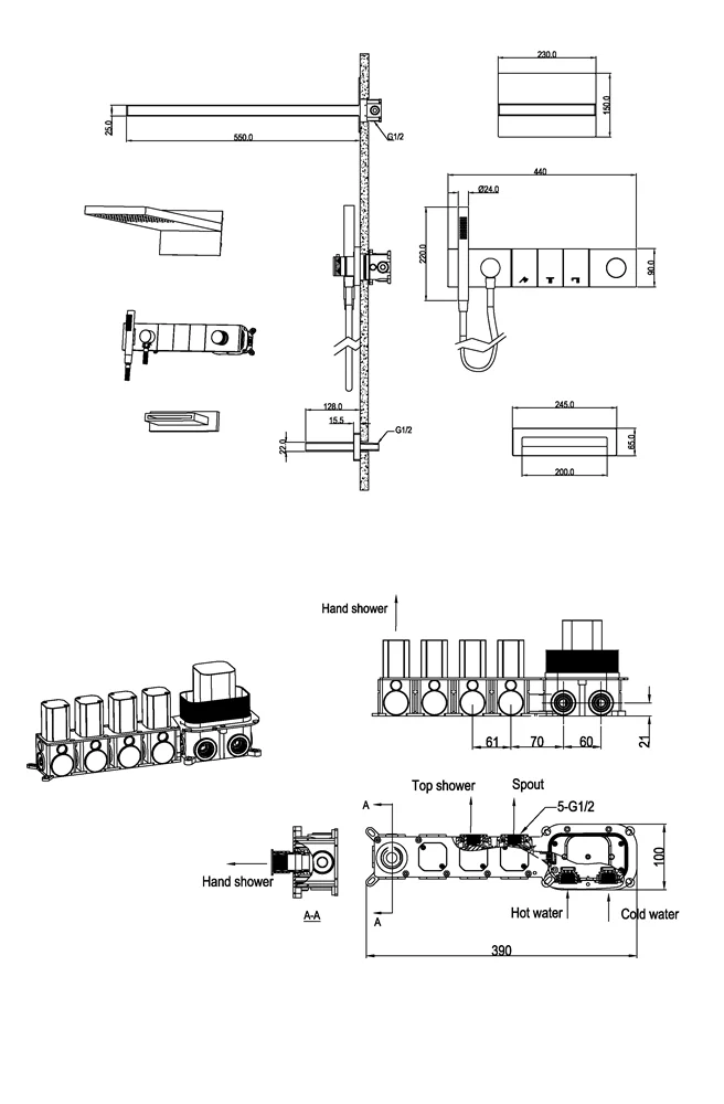 Приобрести boheme душевая система zodiac, встраиваемая, оружейная сталь 132-2-gm