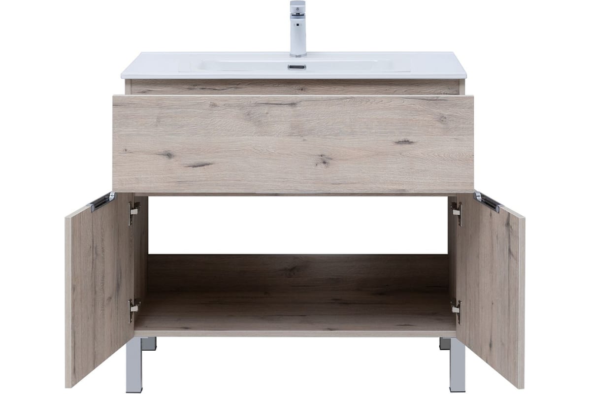 Приобрести aquanet тумба с раковиной алвита new 90 см, 1 ящик, 2 дверцы, дуб веллингтон белая
