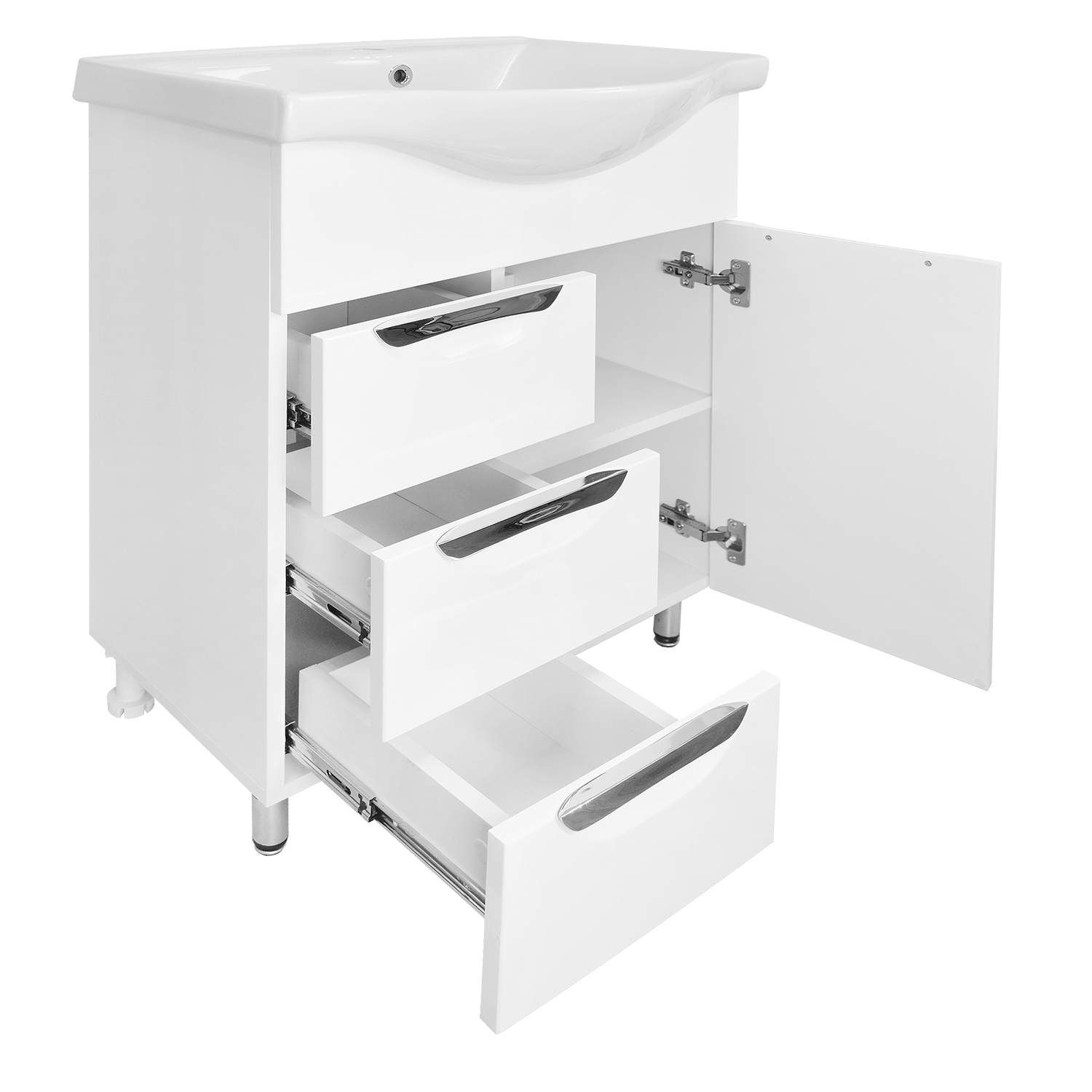 Приобрести loranto тумба напольная с раковиной стиль- 60/3 60х84 см, белая (cs00070537)