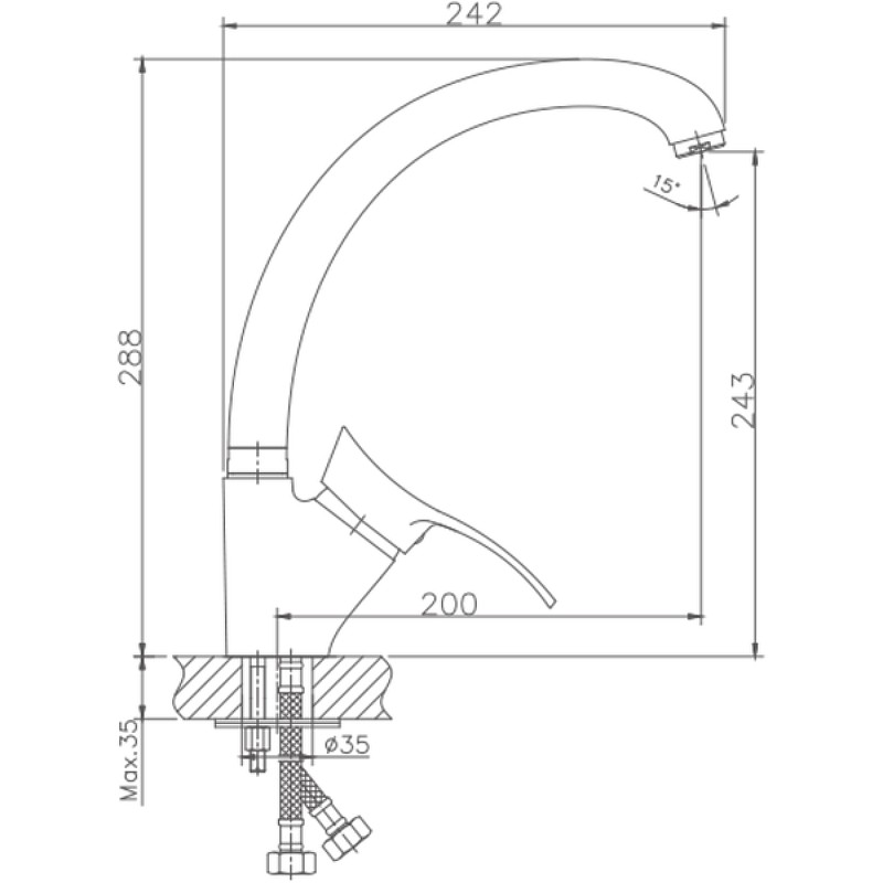 Приобрести haiba смеситель для кухни 288 мм, матовый хром hb-4101-1