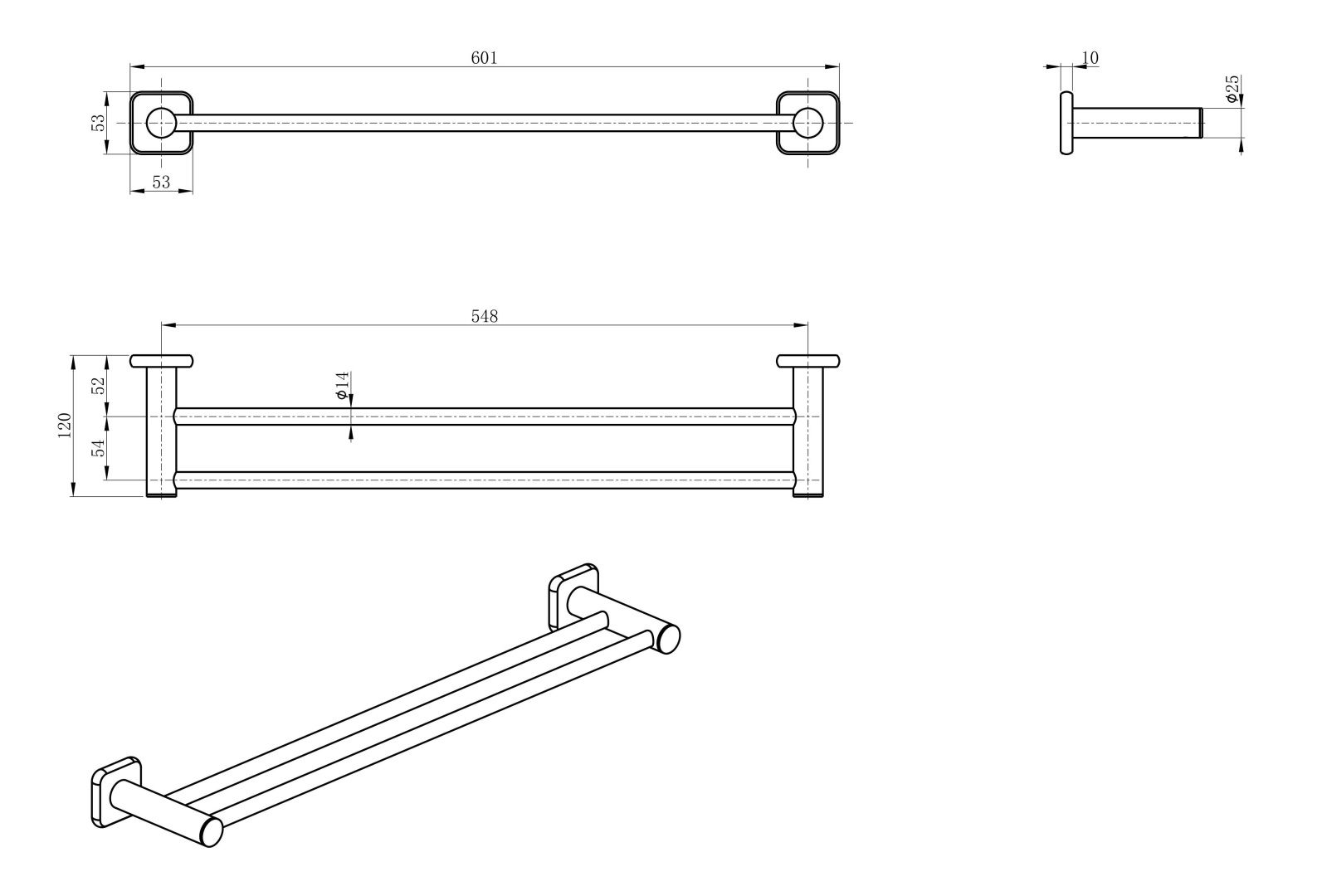 Приобрести полотенцедержатель двойной wonzon & woghand, темный графит (ww-v1102-gm)