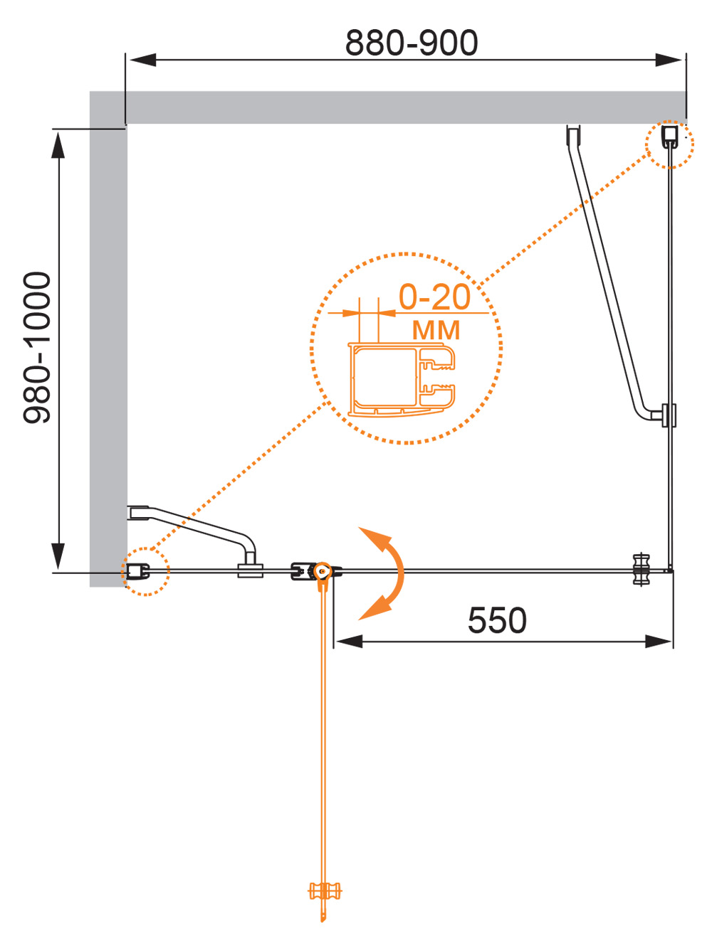 Приобрести cezares душевое ограждение elena 90х100 см, хром elena-w-ah-1-90/100-p-cr-l