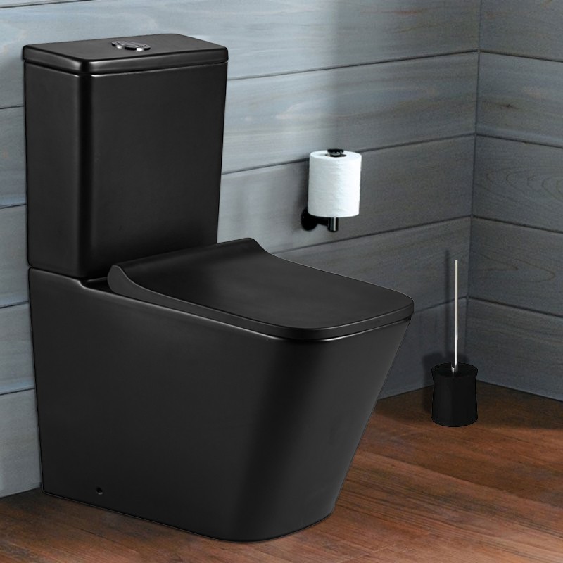 Приобрести azario напольный унитаз-компакт quadro, безободковый, c крышкой с микролифтом, чёрный матовый az-2175-mb