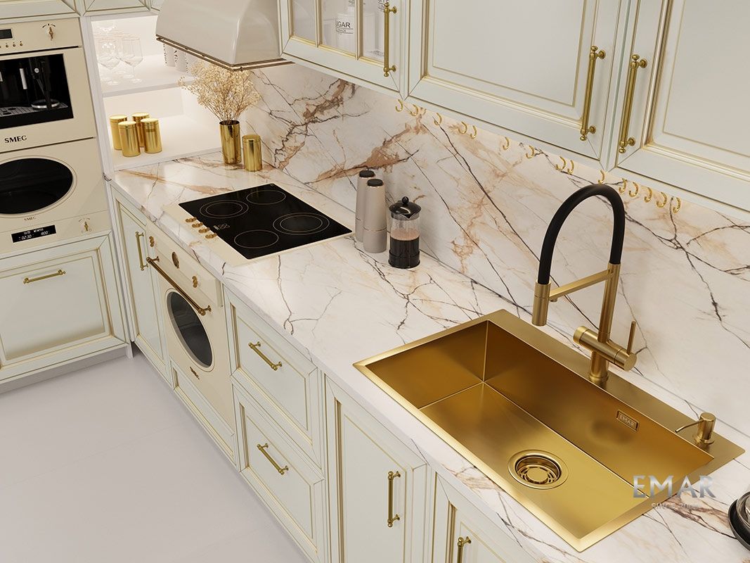 Приобрести emar кухонная мойка 74х50 см, золото emb-125a pvd emb-128a pvd nano golden