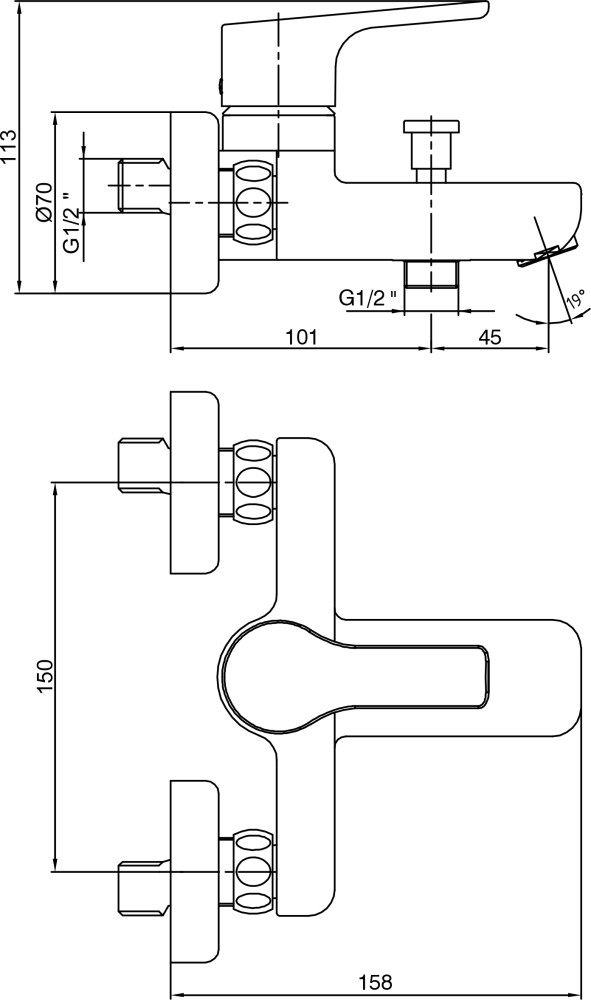 Приобрести смеситель для ванны e.c.a. nita 102102450ex