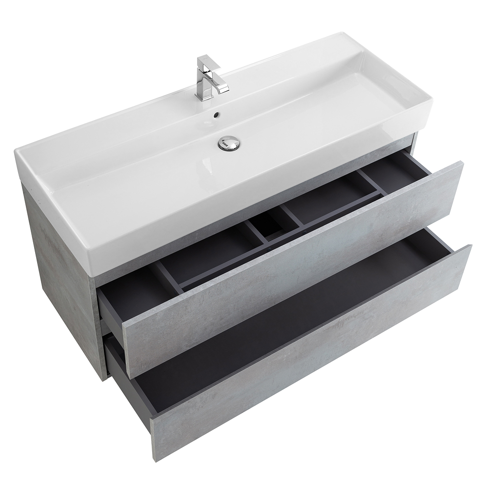 Приобрести cezares тумба подвесная с раковиной molveno 46 120 см beton, бетон molveno 46-120-2c-so-bet