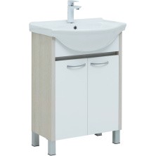 Aquanet Тумба с раковиной Донна 60 см, белая дуб/ белая (2 дверцы)