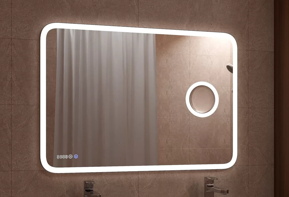 Приобрести continent зеркало bliss 100х70 см с подсветкой, часами, датчиком температуры, увеличительной линзой, белое