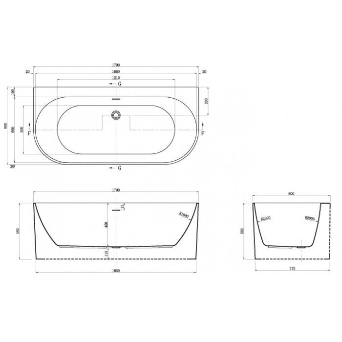 Приобрести акриловая ванна azario bradford 170х80 см bra17080