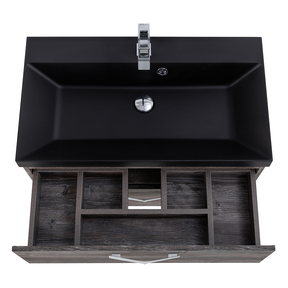 Приобрести belbagno тумба с раковиной aurora 80 см, подвесная pino pasadena, чёрная раковина