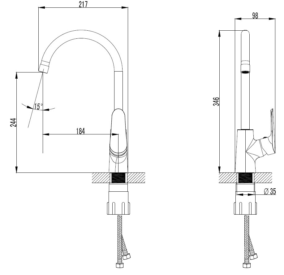 Приобрести смеситель для кухни azario campo, 346 мм, хром az-kx568275c
