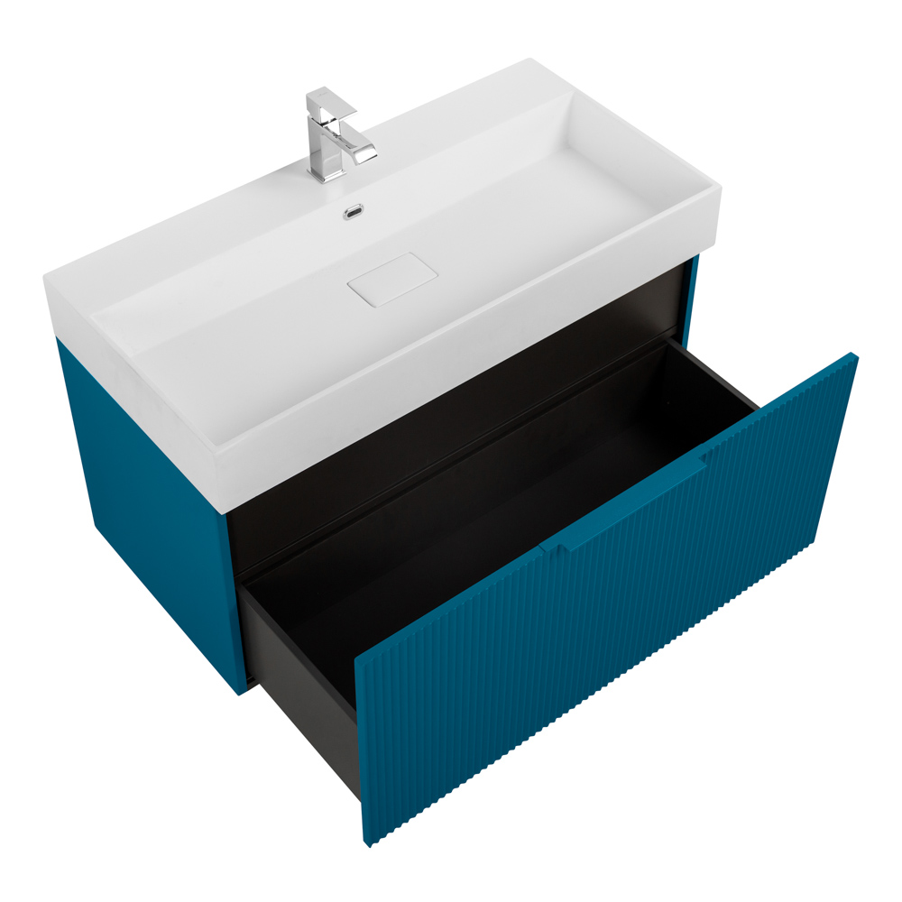 Приобрести cezares тумба подвесная с раковиной premium 90 см plisse blu petrolio, голубая 55443