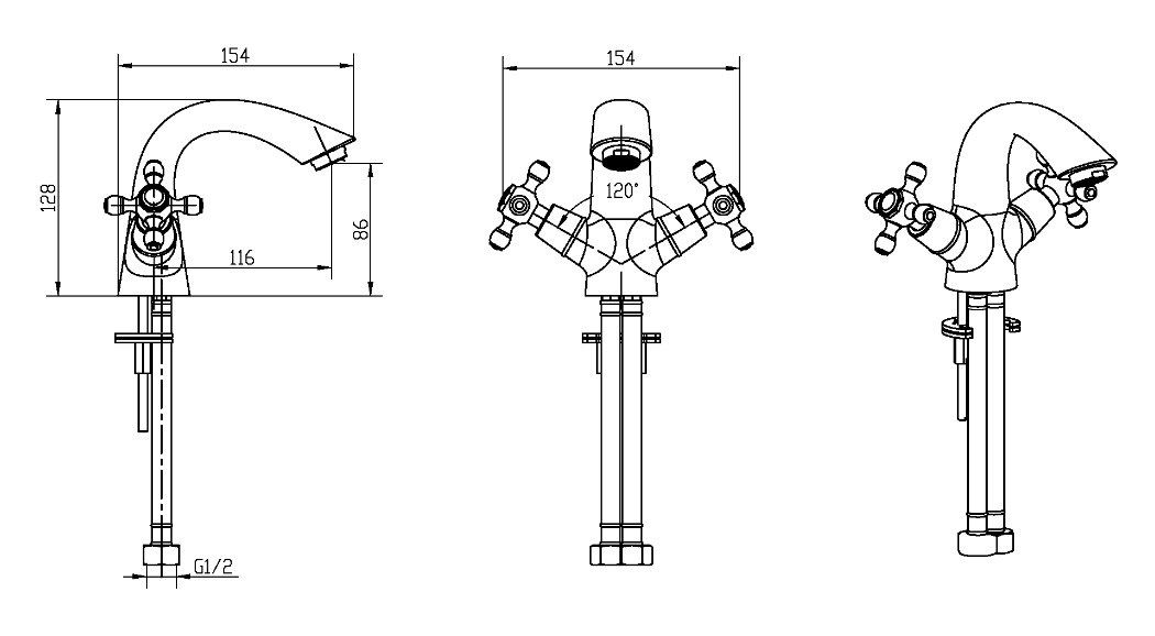 Приобрести boheme смеситель для раковины royale, золото 291-royal