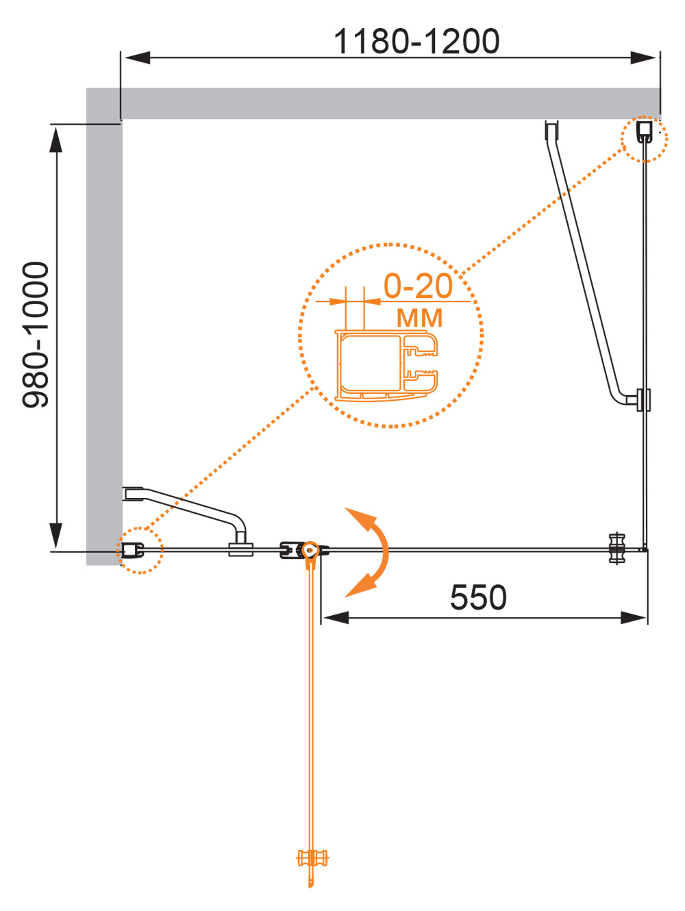 Приобрести cezares душевое ограждение elena 120 см, хром elena-w-ah-1-120/100-p-cr-l