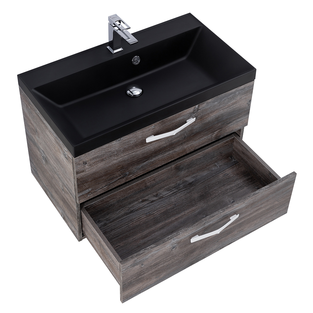 Приобрести belbagno тумба с раковиной aurora 80 см, подвесная pino pasadena, чёрная раковина