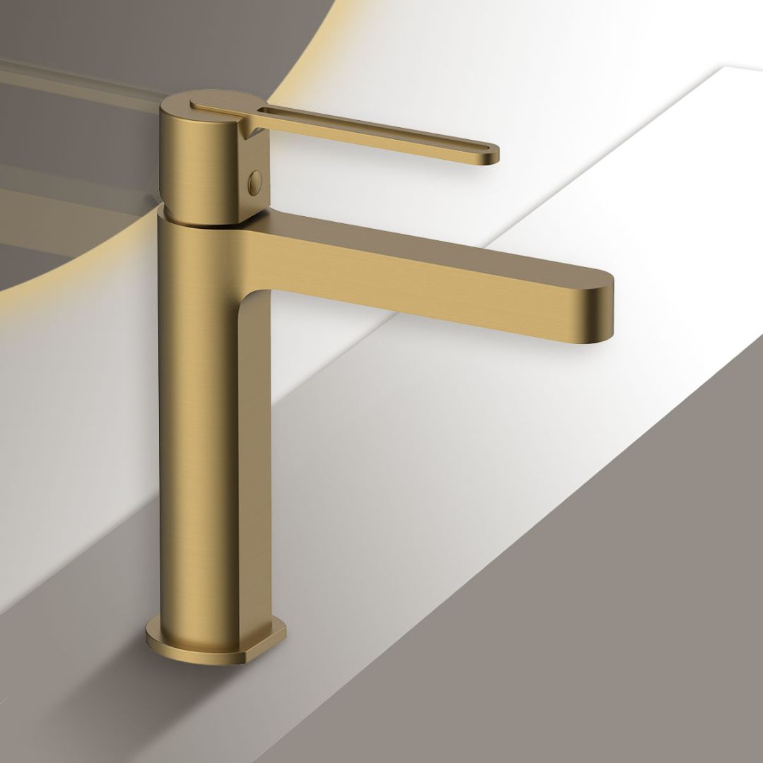 Приобрести vincea смеситель для раковины rondo, брашированное золото vbf-1r1bg