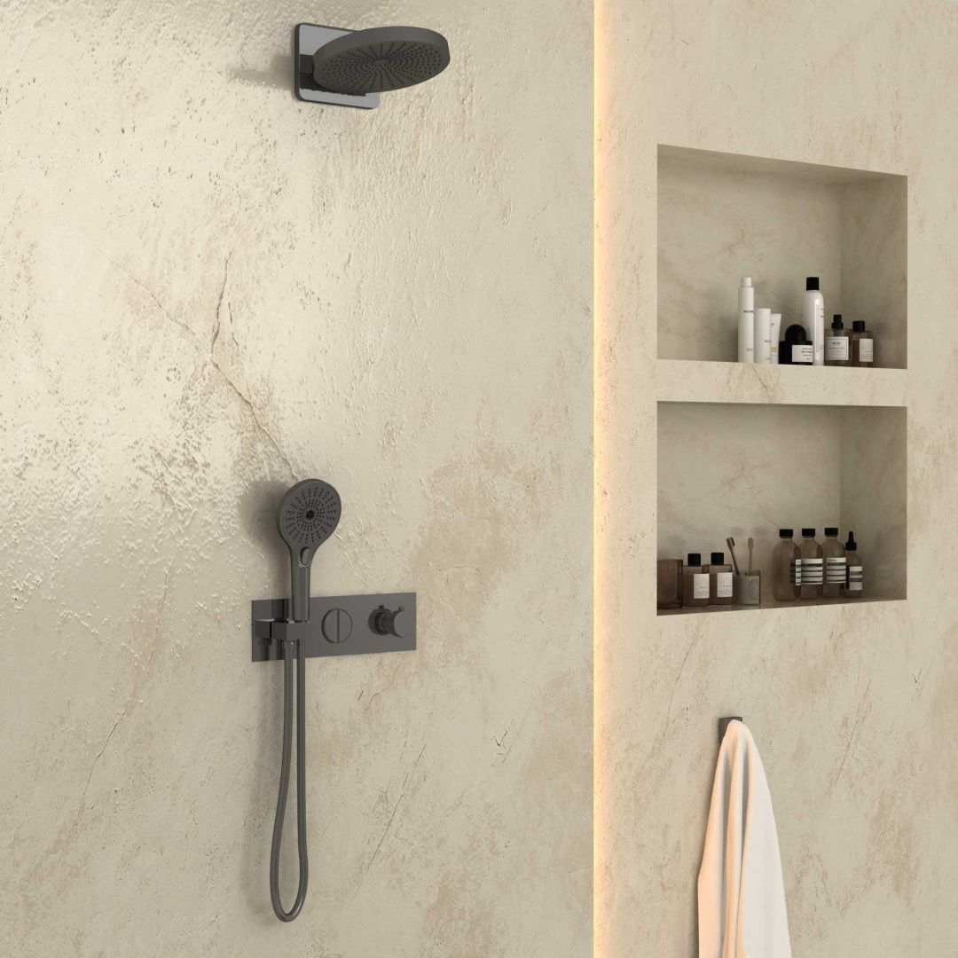 Приобрести vincea встраиваемая душевая система с термостатом, оружейная сталь vsfw-422ti1gm