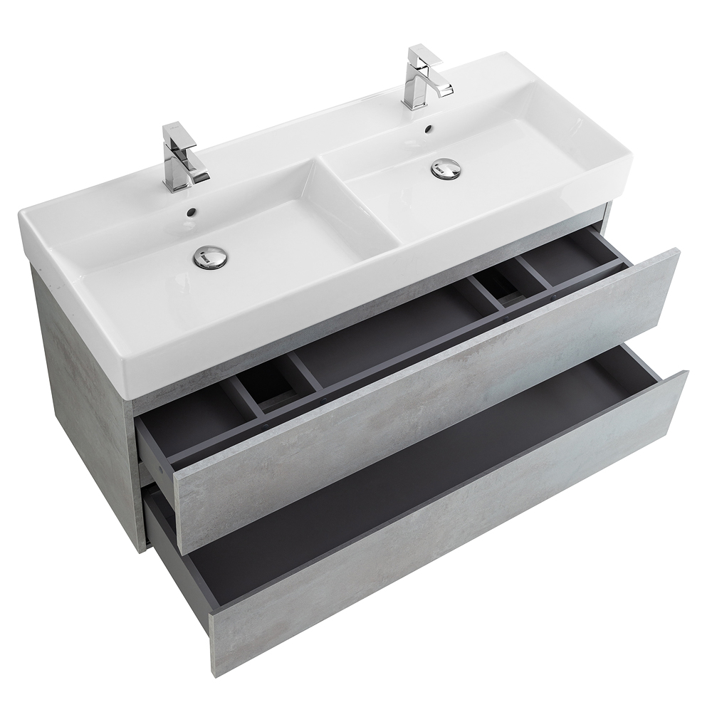 Приобрести cezares тумба подвесная с раковиной molveno 46 120 см beton, бетон molveno 46-120-2c-so-2-bet