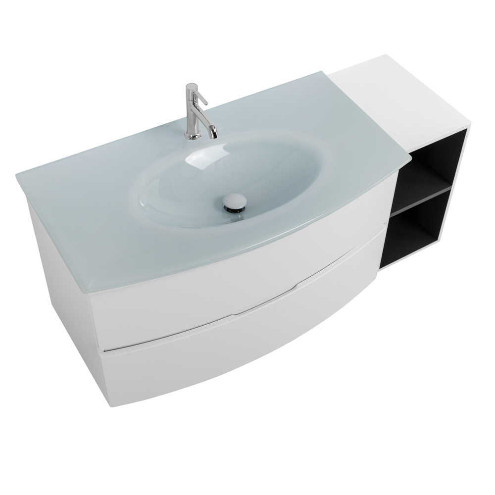 Приобрести cezares тумба подвесная с раковиной elettra 130 см bianco opaco, стекло, белая 55525