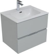 Aquanet Тумба с раковиной Алвита New 60 см, 2 ящика, дуб веллингтон белая
