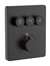 Термостатическая панель смесителя встраиваемая на 3 потребителя WONZON & WOGHAND, Черный матовый (WW-INF323A-MB)