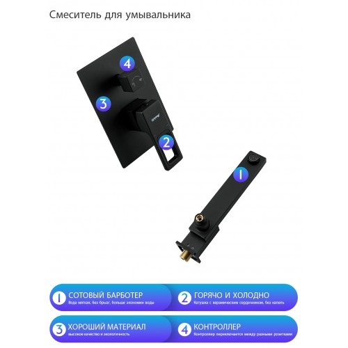Приобрести душевая система скрытого монтажа g7117-6 gappo (черная)