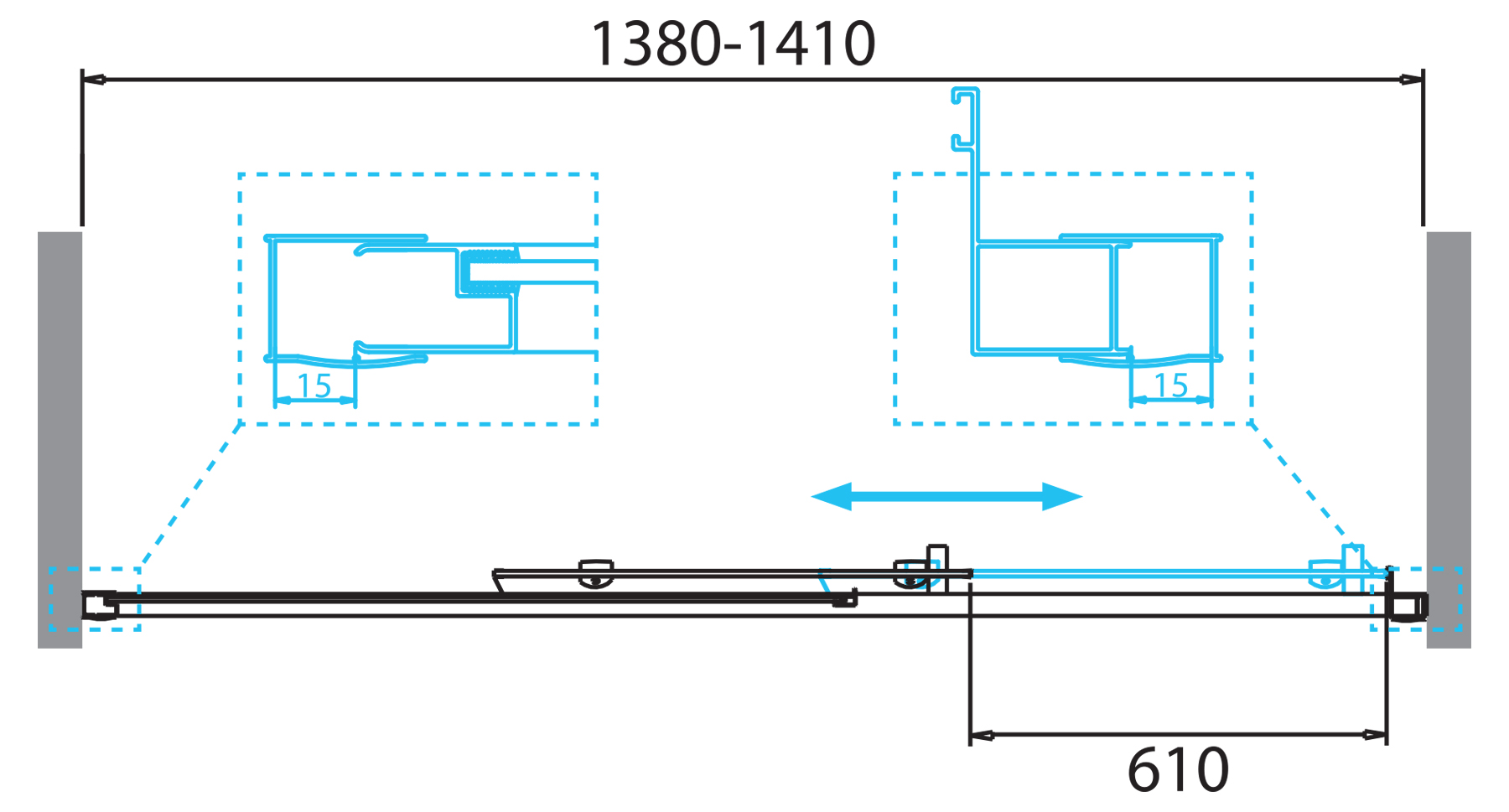 Приобрести belbagno дверь душевая 140 см due-bf-1-140-c-cr