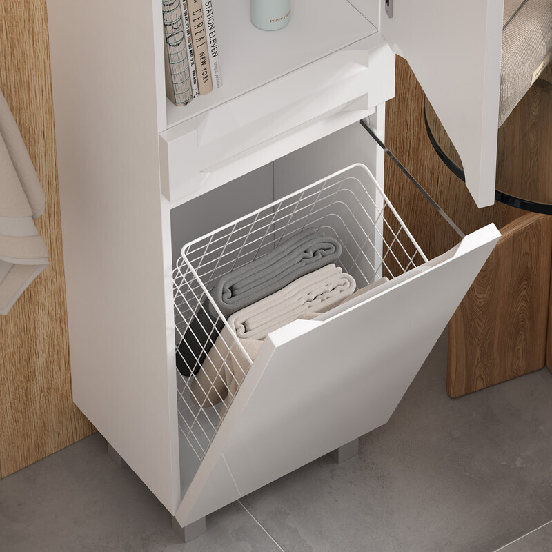 Приобрести equil пенал напольный corner 40 см, с бельевой корзиной, белый pncrnr40.kz-06