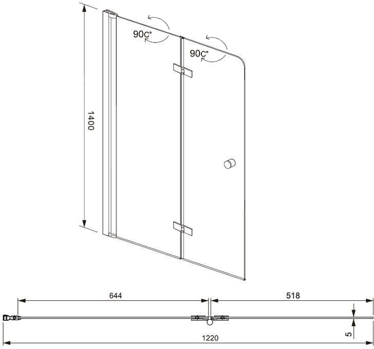 Приобрести aquanet шторка для ванны beta 4 , прозрачное стекло nf6222-hinge