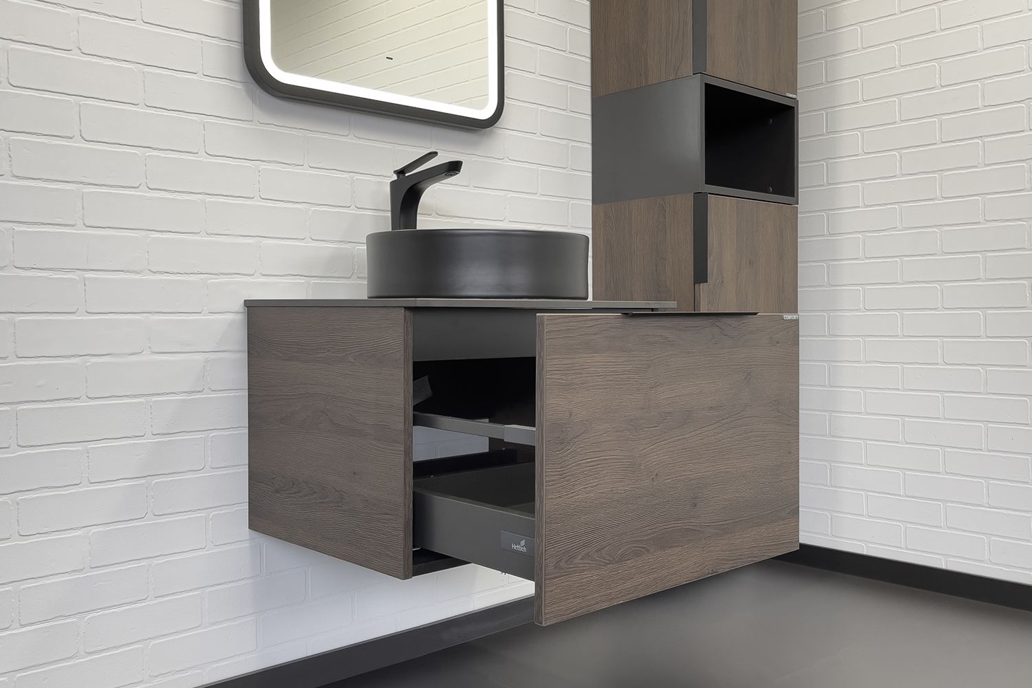 Приобрести сomforty тумба со столешницей и раковиной "портленд-60" дуб шоколадно-коричневый с раковиной 9110mb