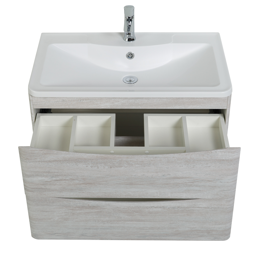 Приобрести belbagno тумба с раковиной acqua 80 см, подвесная rovere vintage bianco, белая раковина