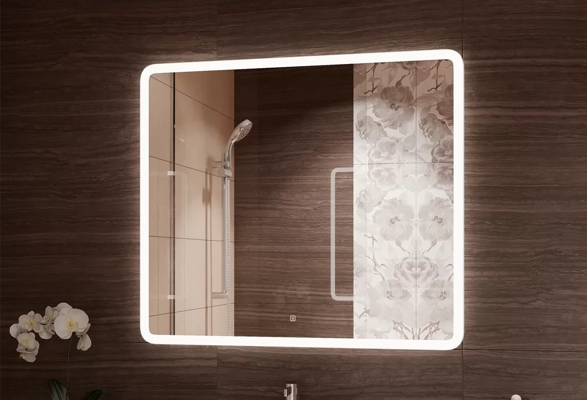 Приобрести continent зеркало с подсветкой demure 80х70 см, белое