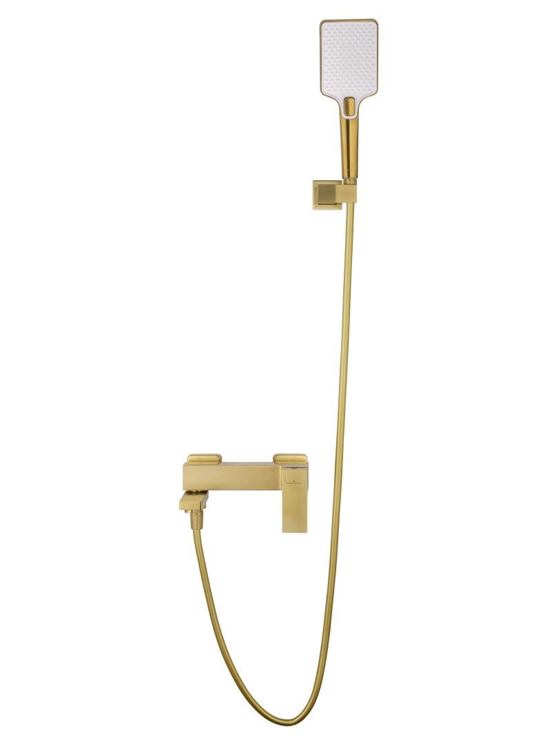 Приобрести смеситель для ванны с душем wonzon & woghand cube, брашированное золото (ww-88639016-bg)