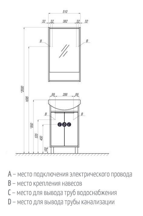 Приобрести зеркало-шкаф акватон фабрик 50 см белый/ясень фабрик 1a212302rib90 