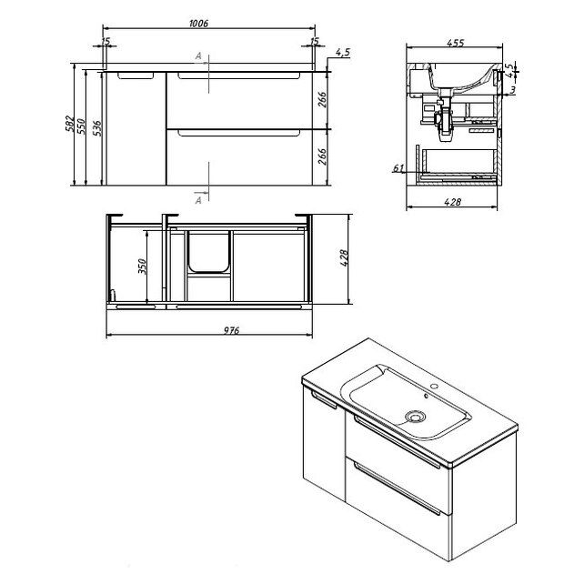 Приобрести caprigo тумба с раковиной termin-smalty 100 см, левая, кремовая, эмаль
