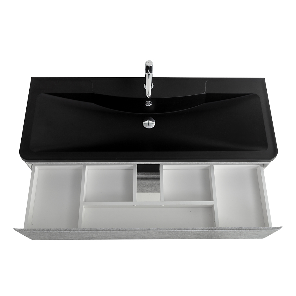 Приобрести belbagno тумба с раковиной albano 120 см, подвесная cemento verona grigio, чёрная раковина